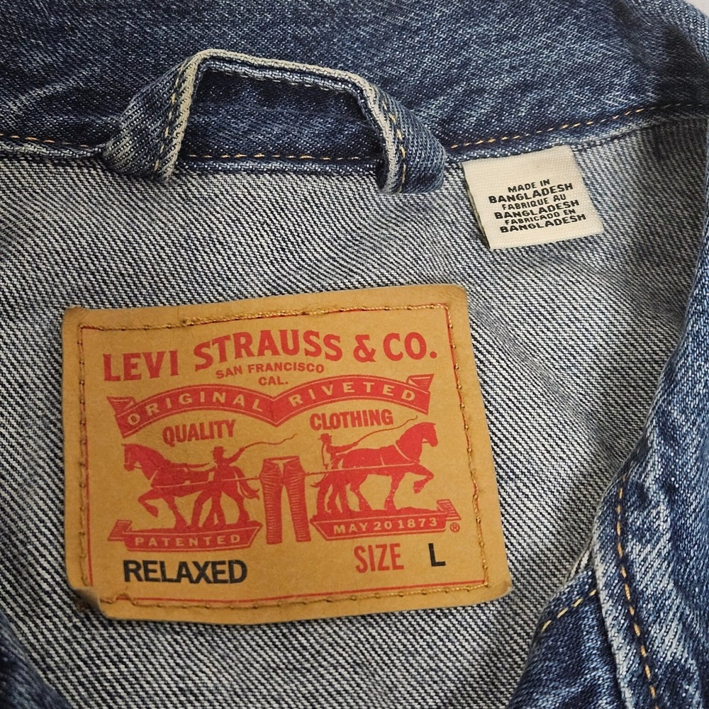 VTG Style Levi's Relaxed Denim Trucker Jacket Retro 90s Indigo Blue Grunge L - Picture 3 of 12